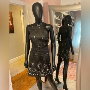 BEBE Little black dress with silver detail size small